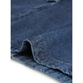 thumbnail image 6 of Allegra K Women's Notched Lapel Long Sleeves Button Belted Long Denim Jacket, 6 of 7