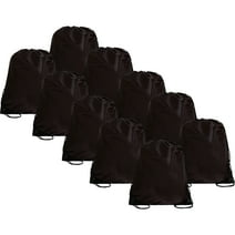 Threadart Drawstring Backpacks - Pack of 10 - Black | Sports Cinch Sack String Backpack | For School, Gym, Storage & Travel | Large 15" x 18.5" Size