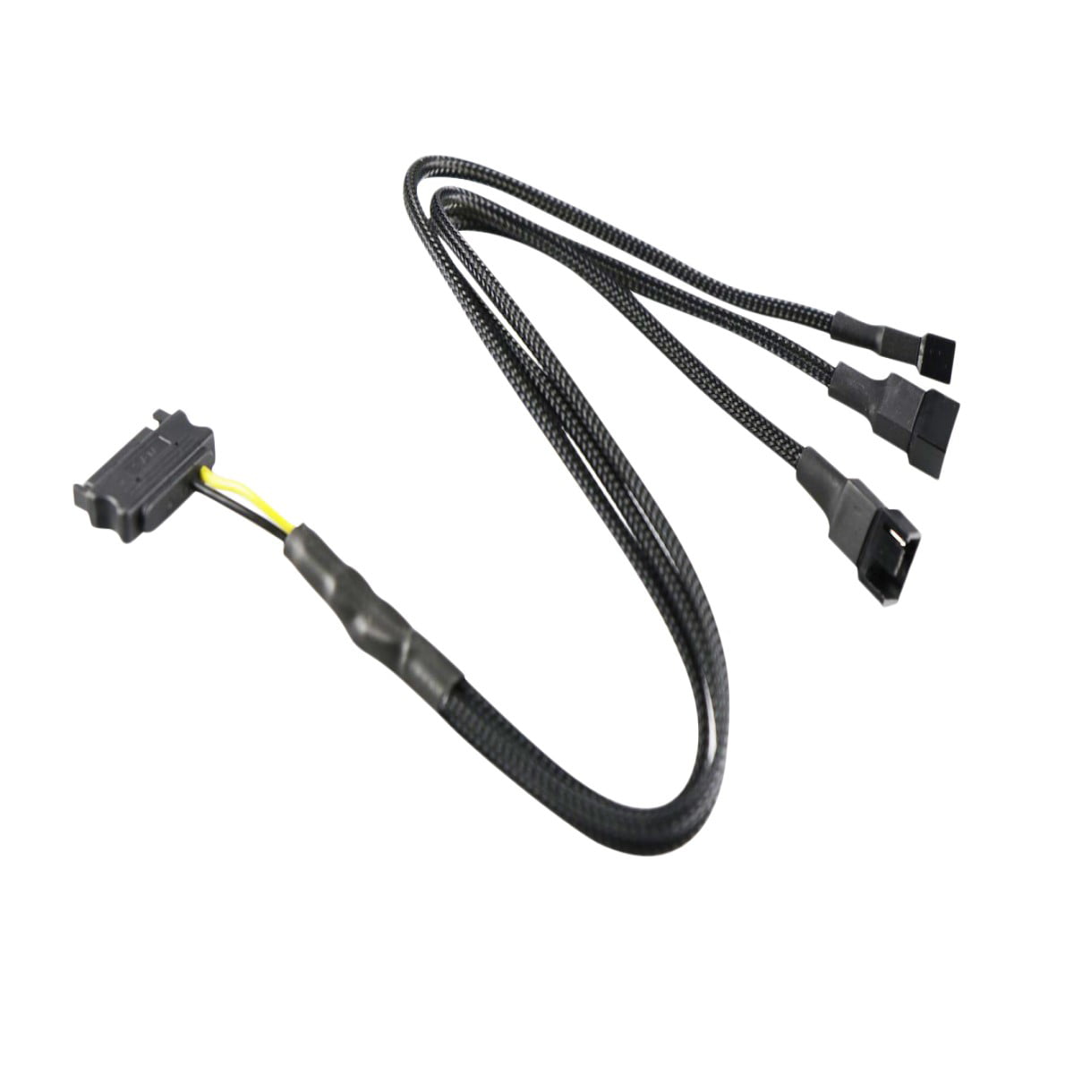 SATA Power Adapter Sleeved 3-Way 3/4-Pin Fan Splitter Cable, 40cm, Jet Black Walmart.com