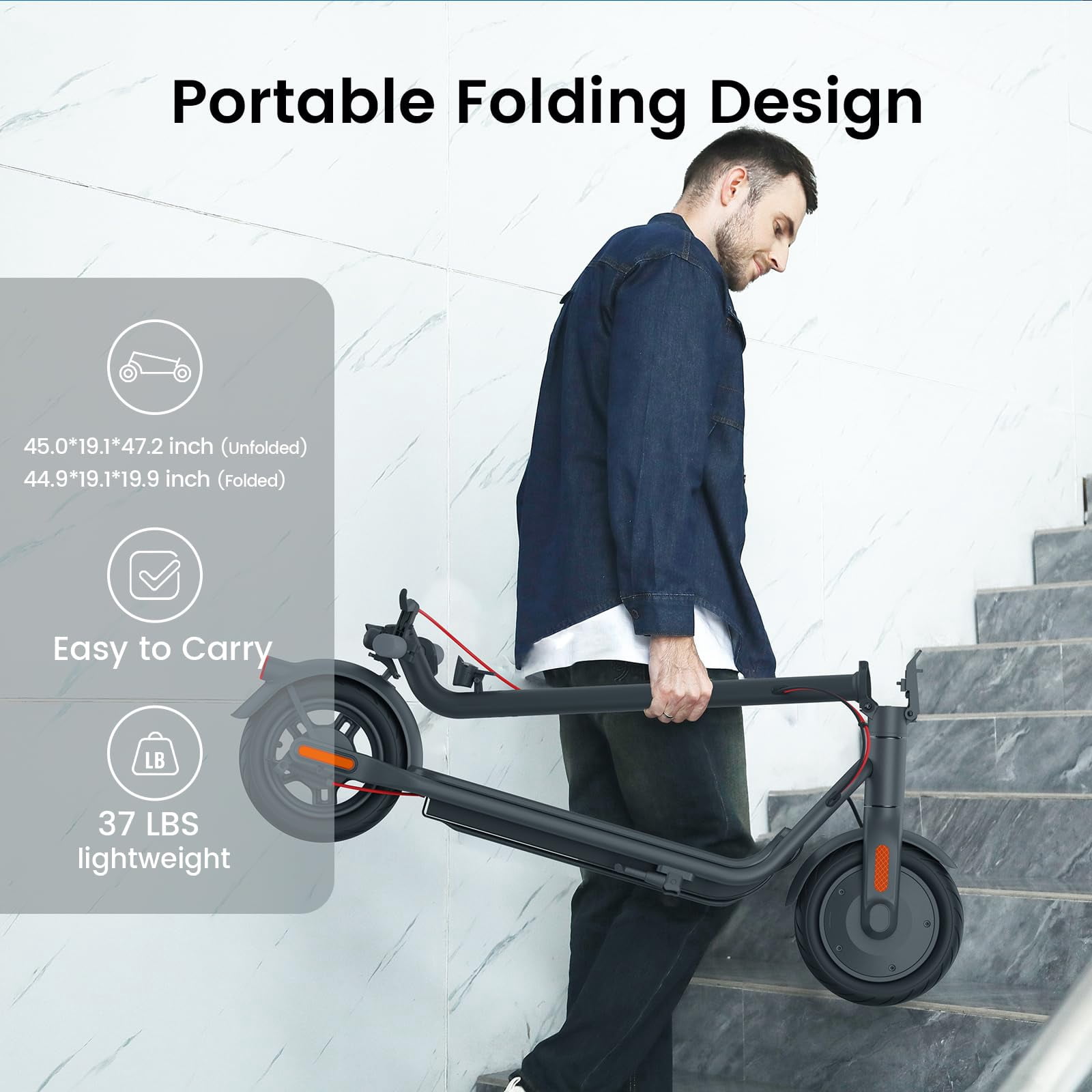 NAVEE V25 Pro Electric Scooter for Adults, up to 19.9 MPH &15.5 Miles, 600W Motor, 10" Tires, Foldable Commuting E-Scooter with Dual Brake Suspension, UL2272