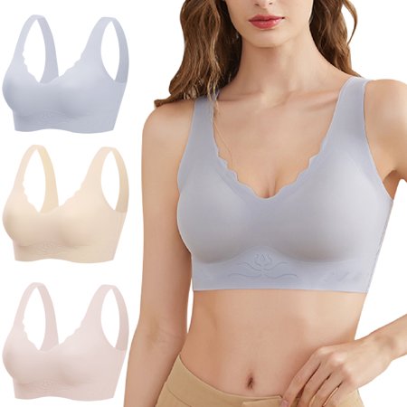 

Harence Womens Seamless Bras Wireless Support Daily Bra Black/Nude Bralette