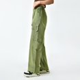 thumbnail image 5 of Women Pants Retro Solid Color High Waist Casual Loose Long Trousers Casual Loose Beach with Pockets, 5 of 9