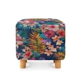 thumbnail image 2 of SCRAWLGOD Hibiscus Plumeria Tropical Leaf Print Ottoman Cover Square High Stretch Ottoman Slipcover with Nonslip Elastic Bottom Soft Footstool Protector for Square Storage Ottomans, 2 of 7