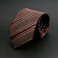 thumbnail image 3 of New Design Men Tie Brown Striped Ties Paisley Flower Neckties Men Business Dropshipping Groom Wedding Collar Accessories Gift, 3 of 10
