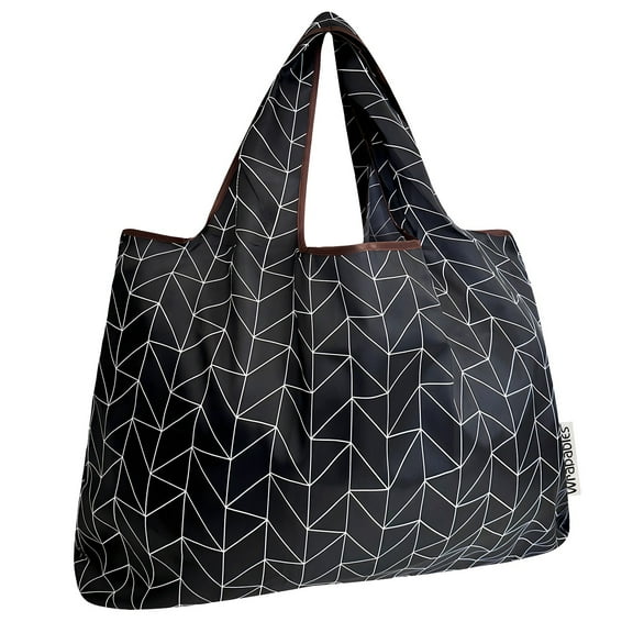 Wrapables Large Foldable Tote Nylon Reusable Grocery Bags, Geometric