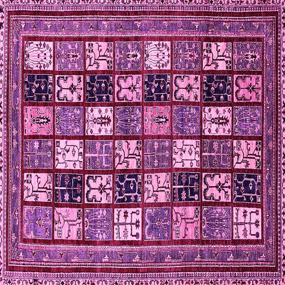 Ahgly Company Indoor Square Abstract Pink Modern Area Rugs, 4' Square