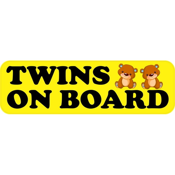 StickerTalk Two Boys Twins on Board Vinyl Sticker, 10 inches x 3 inches