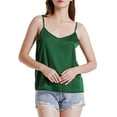 thumbnail image 6 of Green+Black Basic Women's  Satin Silk Tank Top Ladies V-Neck Silky Loose Sleeveless Blouse Tank Shirt, 6 of 11