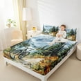 thumbnail image 4 of Feelyou Modern Cycling Lover Queen Sheet Sets, Watercolor Mountain Flat Sheet, Teens Kids Boys Girls Queen Fitted Sheet, Lightweight Room Decor, 4pcs, 4 of 7