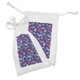 thumbnail image 2 of Whales Fabric Pouch Set of 2, Nautical Pattern with Floral Ornamental Pink and Blue Toned Creatures, Small Drawstring Bag for Toiletries Masks and Favors, 9" x 6", Indigo and Multicolor, by Ambesonne, 2 of 2