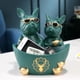 thumbnail image 4 of Adorno De Almacenamiento Resina Pareja Perro Artesanía Ornamento Art Props Dibujos animados para sala de estar (Verde), 4 of 8
