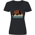 thumbnail image 3 of Inktastic Duck Hunting Retro Sunset Hunter Gift Women's V-Neck T-Shirt, 3 of 5