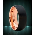 thumbnail image 2 of Men's Tungsten Ring Rose Goldtone Black Wedding Band Dome Brushed 8MM, 2 of 5