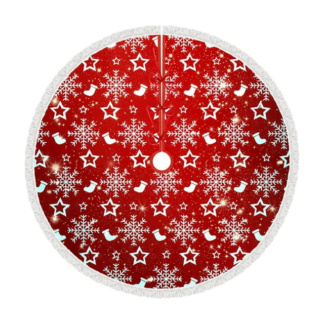 A 35 Inch Christmas Tree Skirt Christmas Tree Bottom Decoration Tree Skirt For Merry Christmas Party Christmas Snowflake Decoration