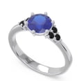 thumbnail image 2 of 2.15 Carat Round Cut Blue Sapphire & Black Onyx Gemstone Luxurious Wedding Ring for Ladies Solid 18K White Gold Size 5.5 by Diamond-Capitals, 2 of 7