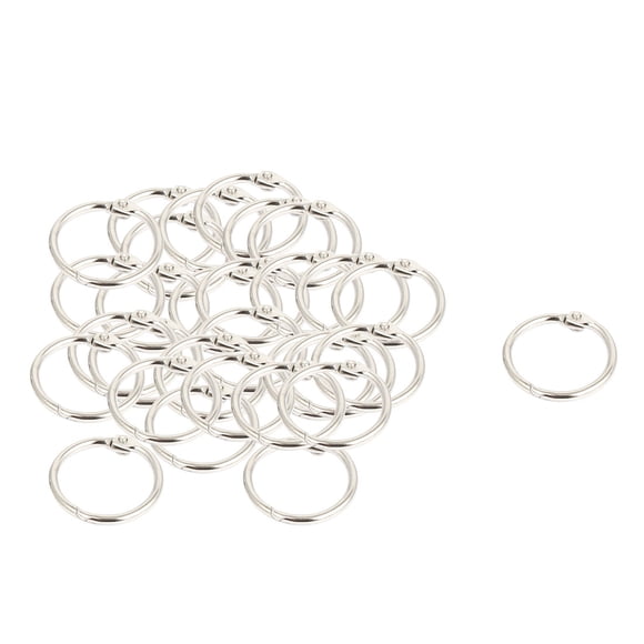 20mm Inner Dia Metal Hinged Book Memo Binder Loose Leaf Ring Silver Tone 30Pcs