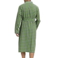 thumbnail image 3 of Defitshape Men's Long Sleeve Cotton Robe Summer Plaid Soft Long Robe Comfy Vintage Wrap Lightweight SPA Hot Tub Bath Robe Trendy Sleepwear Green Large, 3 of 5