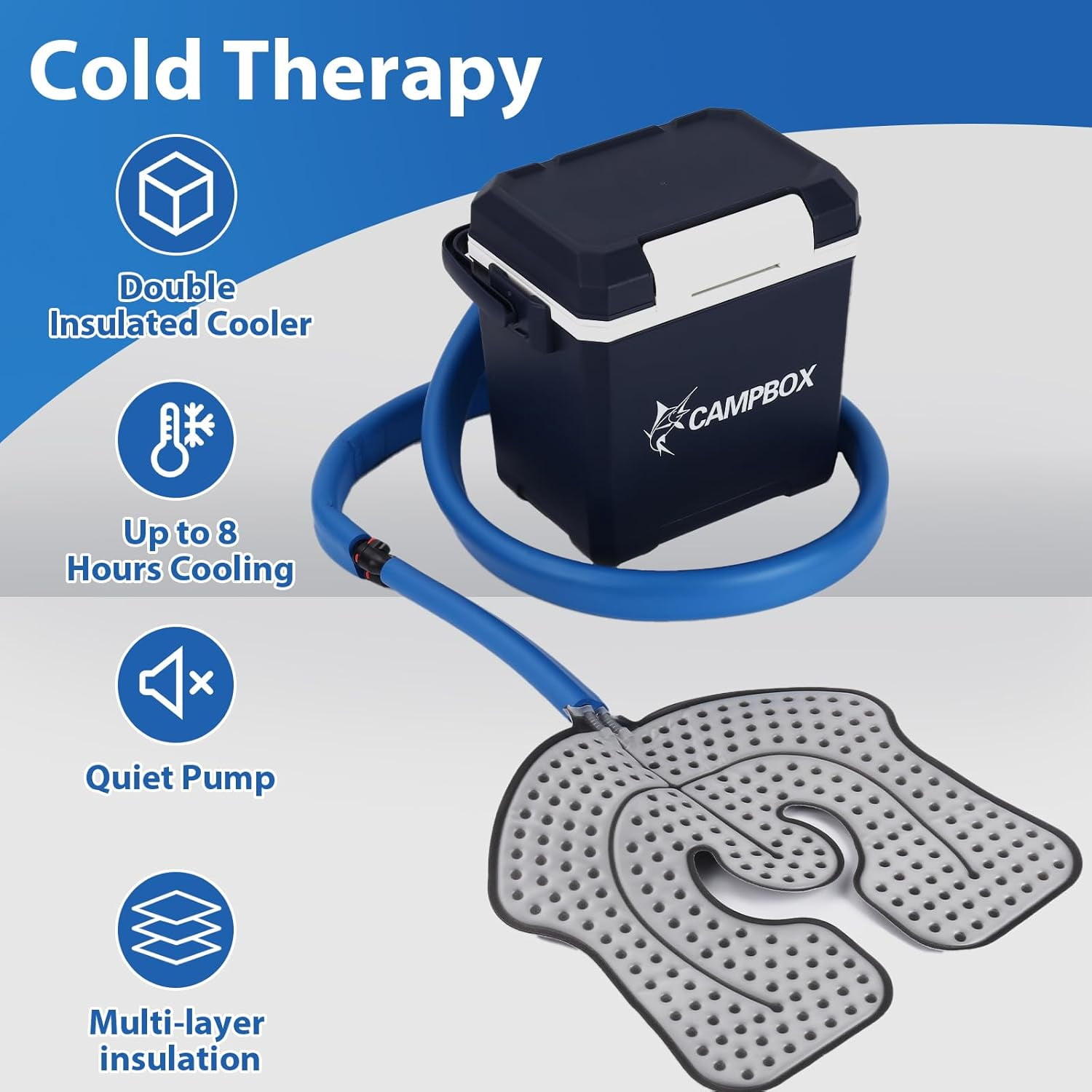 Cold Ice Machine for Knee Therapy System Knee/Joint Pad, Cooling Reservoir and Quiet Bump