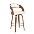 thumbnail image 2 of Home Square 2 Piece Faux Leather Swivel Counter Stool Set in Cream and Walnut, 2 of 6