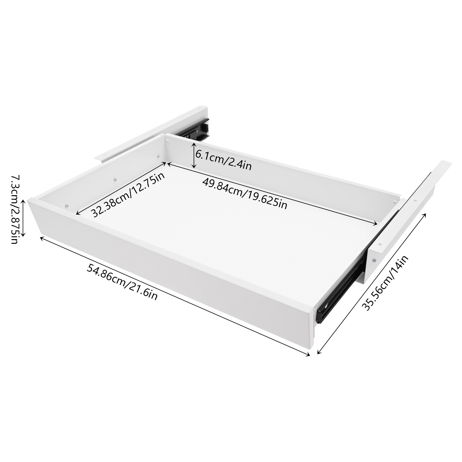 White Rectangular Stand Up Desk Store Add-On Office Sliding Under-Desk Drawer Storage Organizer 4.4 lbs Capacity 21.6*14*2.875in for Office,Home