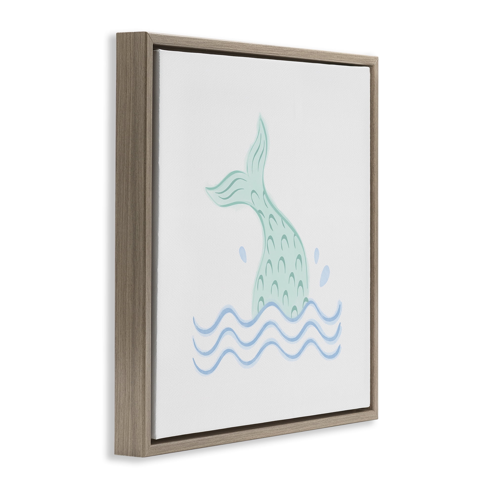 Stupell Industries Mermaid Tail in Water Fantasy & Sci-Fi Painting Brown Floater Framed Canvas Art Print Wall Art, 25 x 25