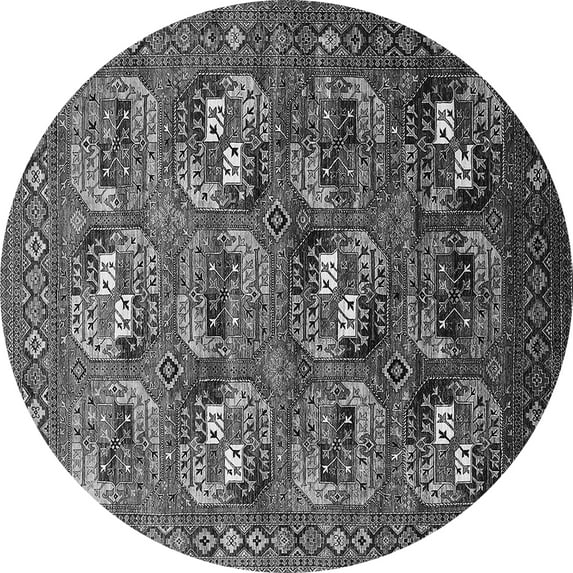 Ahgly Company Indoor Round Oriental Gray Industrial Area Rugs, 7' Round