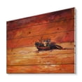 thumbnail image 2 of Designart 'Fishing Boat During Red Evening Glow' Nautical & Coastal Print on Natural Pine Wood, 2 of 5