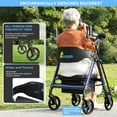 thumbnail image 6 of Heavy Duty Upright Walker, Rollator Walkers for Seniors, Foldable Stand Up Rolling Walker with Seat, Adjustable Padded Seat and Handle, Aluminum, All-Terrain Wheels, 450 Lb. Weight Capacity, Blue, 6 of 8