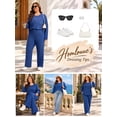 thumbnail image 6 of Homlouue Plus Size Lounge Sets for Women 2 Piece Ribbed Womens Pajama Sets Long Sleeve Top and Pants Outfits Soft Cozy Sleepwear, 6 of 7