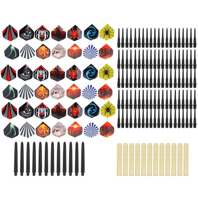 Juego De Dardos De Punta, Kit De Accesorios Para Dardos Que Incluye 12 Piezas De Eje De Dardos, 42 Piezas De Vuelos, 100 Piezas De Puntas Para Relajación Y Entretenimiento.