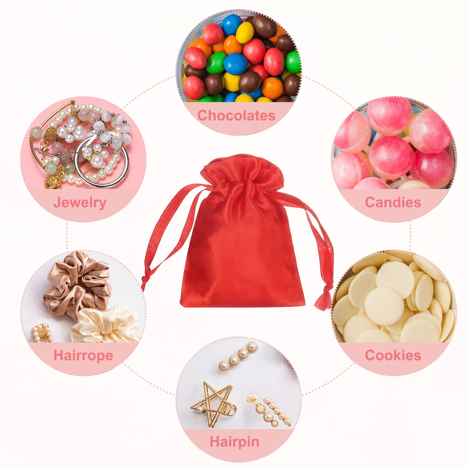 Unique Bargains Party Favor Bags for Birthday Candy Occasions Red 4.7" x 3.5"