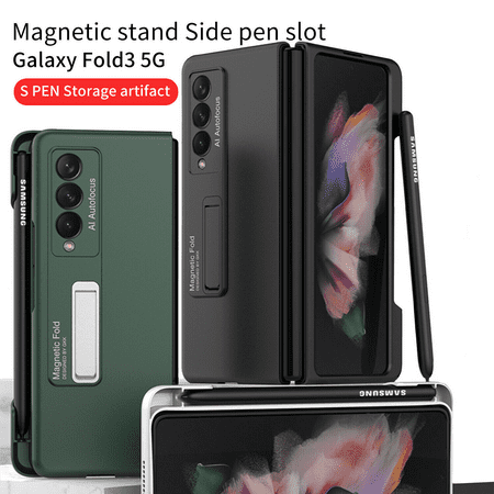 Ultra Slim Phone Case For Samsung Galaxy Z Fold 4 Bumper Case Cover With Side Pen Slot Magnetic Stand