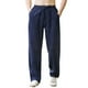 thumbnail image 1 of Pantalones informales de lino con cordón para hombre - Cintura elástica, bolsillos laterales - Ligeros y transpirables - Para la playa, el yoga y el verano, 1 of 8