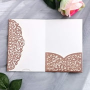 YIMIL 20 Pcs 5.12 x 7.21 inch Tri-fold Laser Cut Wedding Invitation Pocket for Wedding Quinceanera Bridal Shower Baby Shower Party Invite (Rose Gold Glitter)