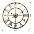 thumbnail image 3 of Wall Clock, Large Wall Clock, Metal Silent Non-Ticking Battery Operated Clock European Big Roman Numerals Wall Clock Gold, 3 of 6