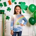 thumbnail image 2 of Tauxra Chandail de la Saint-Patrick pour Adultes, T-Shirt à Manches 3/4 Imprimé Col Rond, T-Shirt Graphique Trèfle Décontracté à Manches Longues pour Activités Festives, 2 of 6