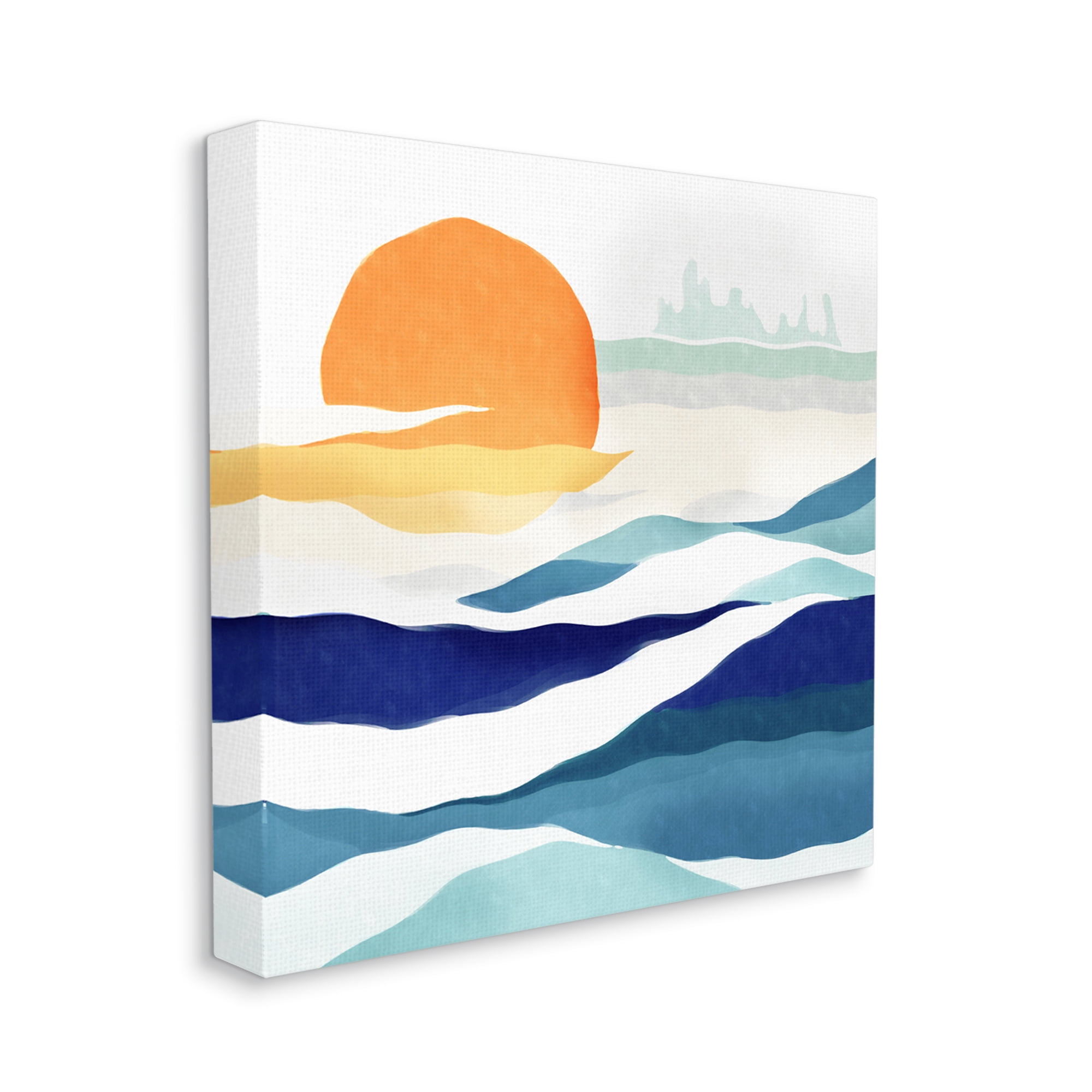Stupell Industries Abstract Sun & Waves Landscape Painting Gallery Wrapped Canvas Art Print Wall Art, 24 x 24