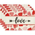 thumbnail image 6 of 2024 Placemat Set Loving Hearts Linen Check Plaid Table Mats for Valentine's Day Wedding Dining Table ration, 6 of 6