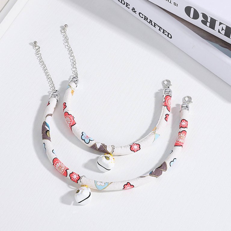 Japanese Style Adjustable Cat Collar with Bell Necklace Cute Pet Cat Dog  Pendant