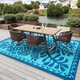 thumbnail image 3 of SUNDEREY 6’X9’Outdoor Rug for Patio,Waterproof Beach Mats, Seaweed Pattern Plastic Straw Outdoor Rugs for RV Patio Deck Beach Porch Backyard,Blue, 3 of 9