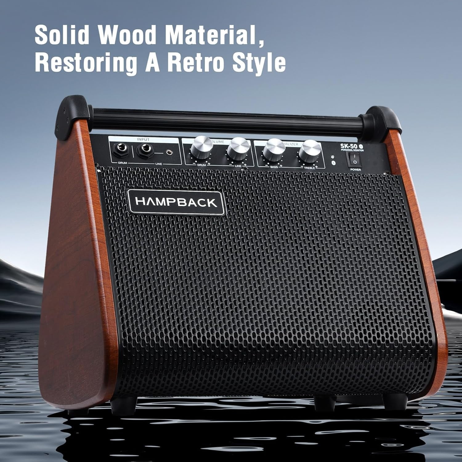 50W Bluetooth Studio Speaker - Pro Audio with Adjustable Reverb & Deep Bass for E-Drums/E-Guitar/E-Piano/Home Stage