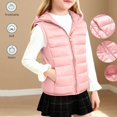 thumbnail image 2 of DJDLJWCJ Puffer Vest Girls Full Zipper Lightweight Warm Winter Jacket Solid Color Sleeveless Jacket Pink Size 5T, 2 of 9