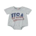 thumbnail image 1 of Infant Baby Independence Day Romper  Stripe Star USA Printed Short Sleeve Triangle Bodysuit, 1 of 8