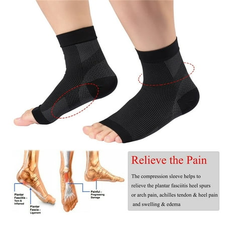 Plantar Fasciitis Arch Support Compression Foot Sleeves, Stovepipe Socks - Anti Fatigue Ankle Sprains, Heel Pains, Instability and Ligament Protection (Pair) - Improve Swelling and Blood