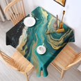 thumbnail image 2 of Teal Marble Gold Wave Pattern Square Tablecloth,Waterproof Square Table Cover,Wipeable Spillproof Washable Table Cover for Home Kitchen Party Decor 42"X42"(107x107cm), 2 of 6