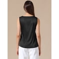 thumbnail image 3 of DARING DIVA Women's Satin Tank Tops V Neck Dressy Casual Sleeveless Silk Camisole Top 2XL Black, 3 of 6