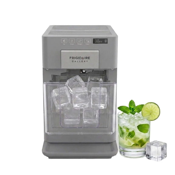 Frigidaire Gallery 22 lbs. Premium Artisanal Square Ice Maker, Self-Cleaning Ice Machine with Touch Controls, Grey FGIC523