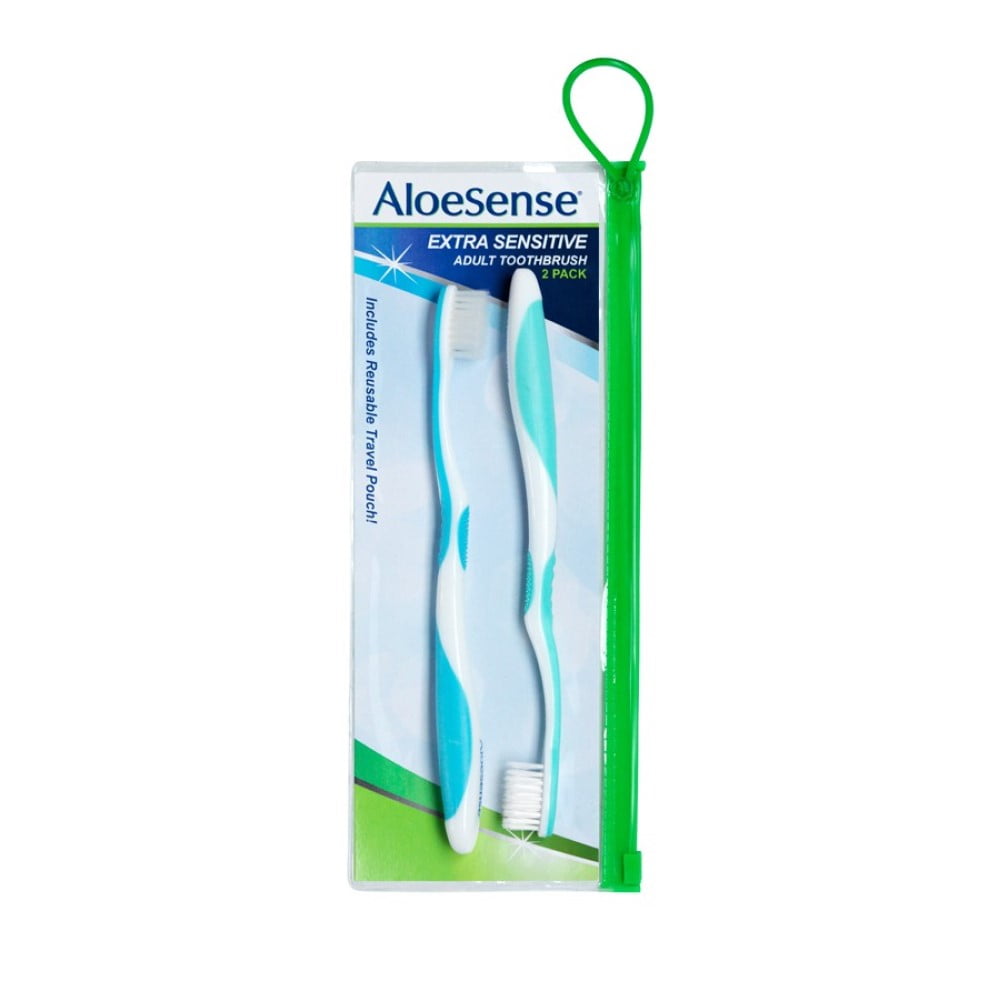 AloeSense Extra-Sensitive Toothbrush 2-pack w/ travel pouch (1 count)