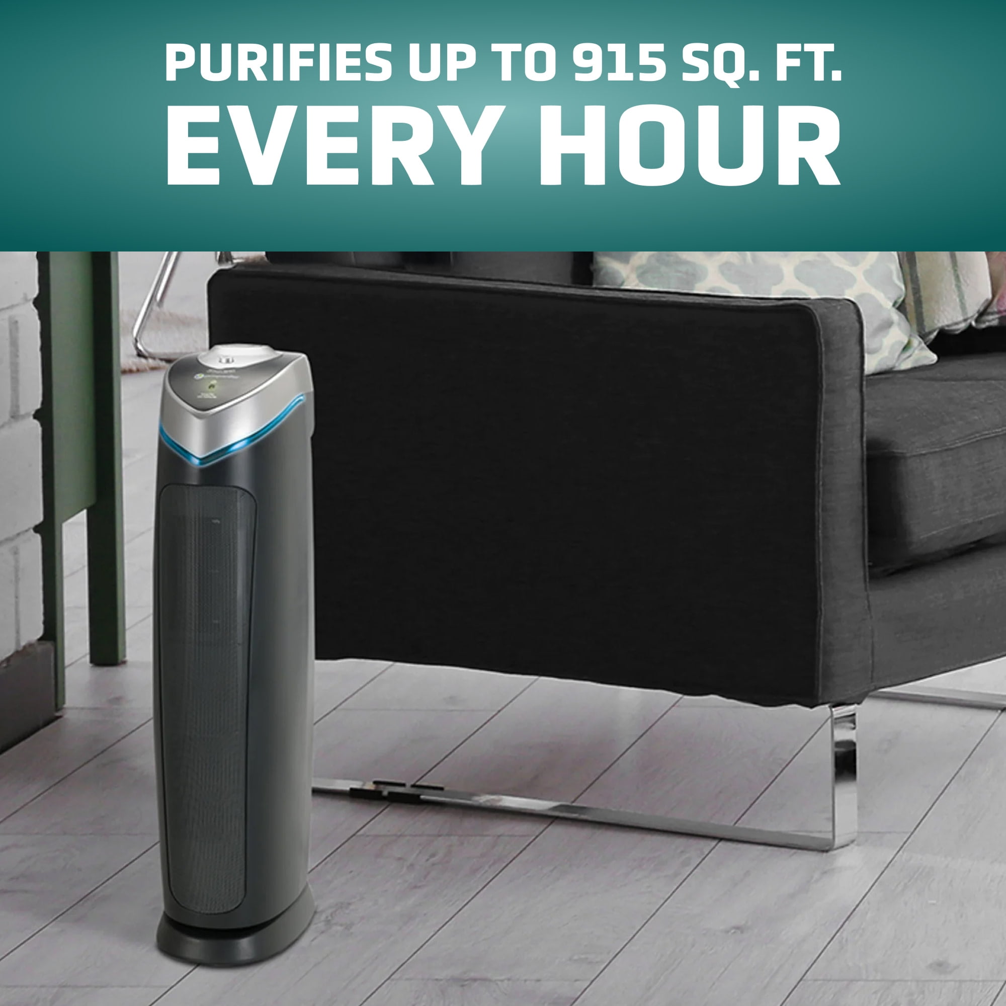 GermGuardian 915 Sq. ft. HEPA Pure Tower Air Purifier with UV-C, Gray, AC5000E