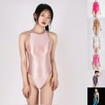 thumbnail image 6 of KDJ Japanese Satin Glossy Shiny Women Swimsuit Sexy Bikini Bodysuit Silky Sheer, 6 of 9